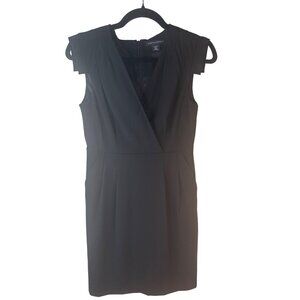 Banana Republic 4 Petite Black Sleeveless Stretch Petite Sheath Dress Wool Blend